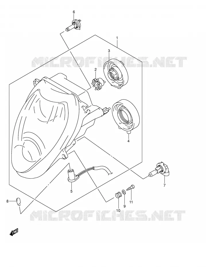 KOPLAMP (E19,P37) Suzuki MOTO 1300 HAYABUSA 2007  GSX1300RU2ZK7(E2)