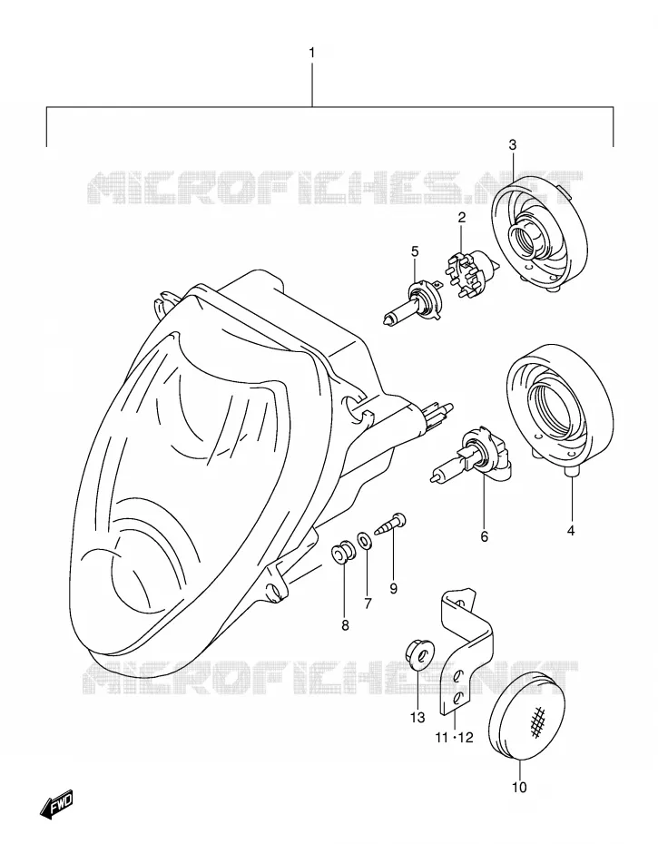 KOPLAMP (E24) Suzuki MOTO 1300 HAYABUSA 1999  GSX1300RU2X(E2)