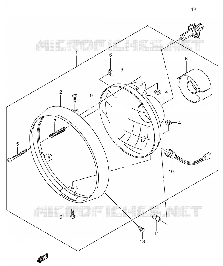 KOPLAMP (GSF1200K1/K2/K3/K4/ZK4/K5/ZK5) Suzuki MOTO 1200 BANDIT 2003  GSF1200K3(E2)