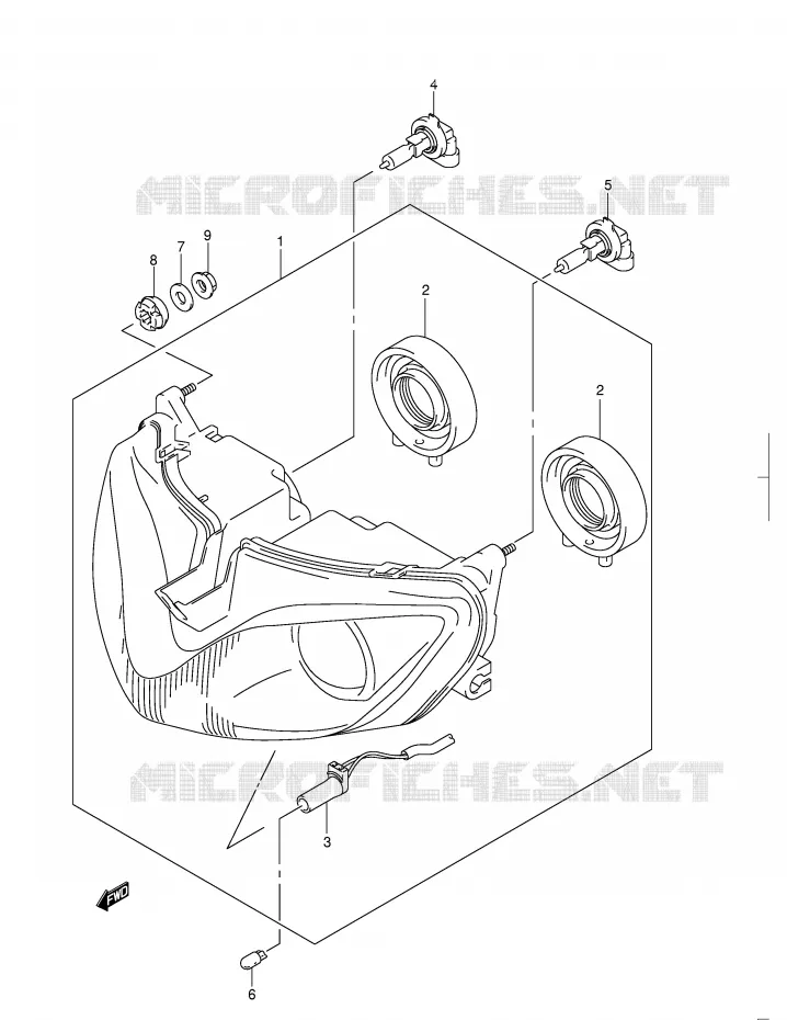KOPLAMP (GSF1200SK1/SK2/SK3/SK4/SK5/SZK5 E2,E19,E54) Suzuki MOTO 1200 BANDIT 2003  GSF1200SK3(E2)