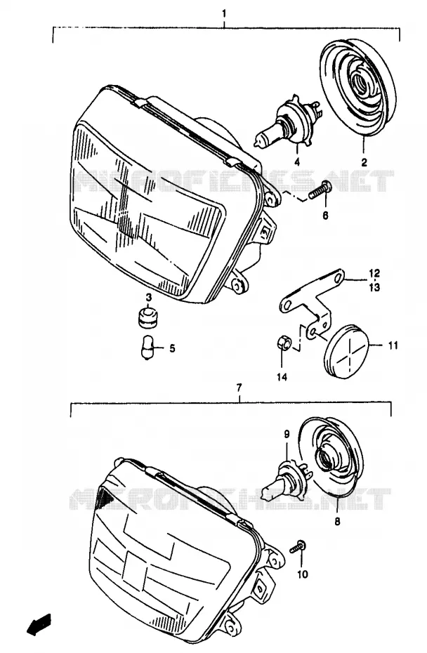 KOPLAMP (GSF1200ST/SV/SW/SX/SY/SAV/SAW/SAX/SAY) Suzuki MOTO 1200 BANDIT 1997  GSF1200SAV(T/V/W/X/Y)