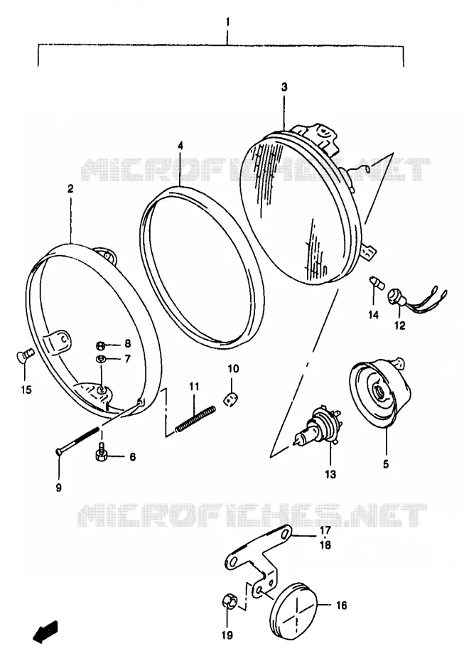 KOPLAMP (GSF1200T/V/W/X/Y) Suzuki MOTO 1200 BANDIT 1996  GSF1200SAT(T/V/W/X/Y)