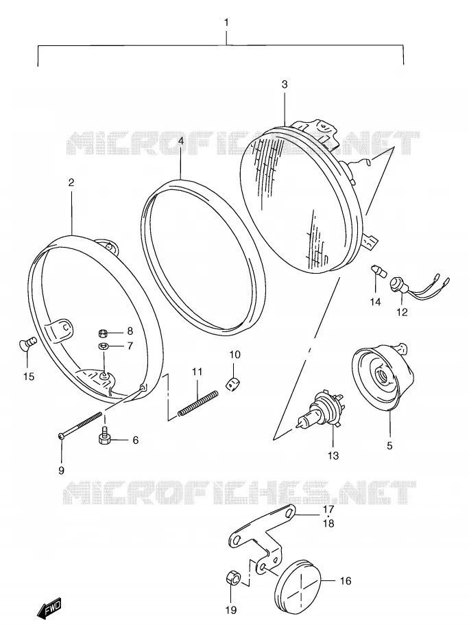 KOPLAMP (GSF1200T/V/W/X/Y) Suzuki MOTO 1200 BANDIT 1998  GSF1200SW(E2)