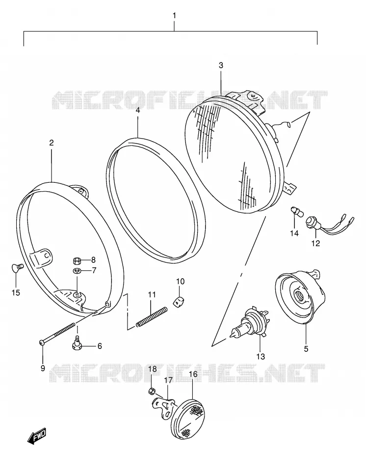 KOPLAMP (GSF600S/US) Suzuki MOTO 600 BANDIT 1998  GSF600WSUW(E2)