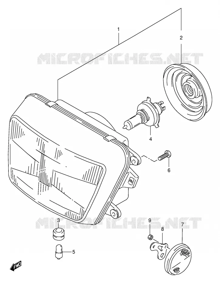 KOPLAMP (GSF600ST/SV/SW/SX/SUT/SUV/SUW/SUX) Suzuki MOTO 600 BANDIT 1995  GSF600US(E2)