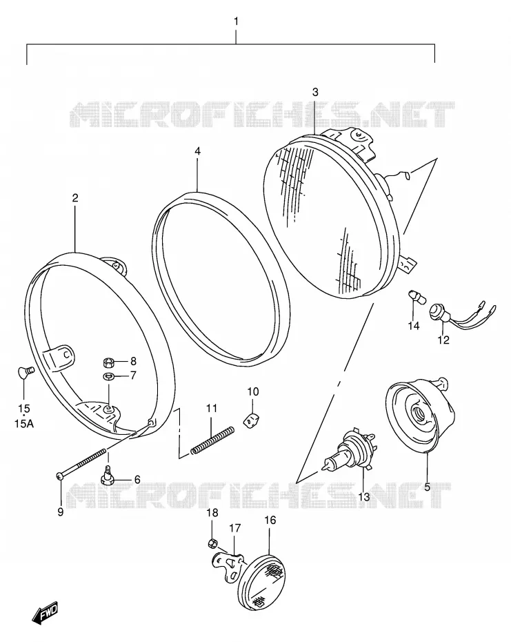 KOPLAMP (GSF600T/V/W/X/UT/UV/UW/UX) Suzuki MOTO 600 BANDIT 1995  GSF600S/GSF600US