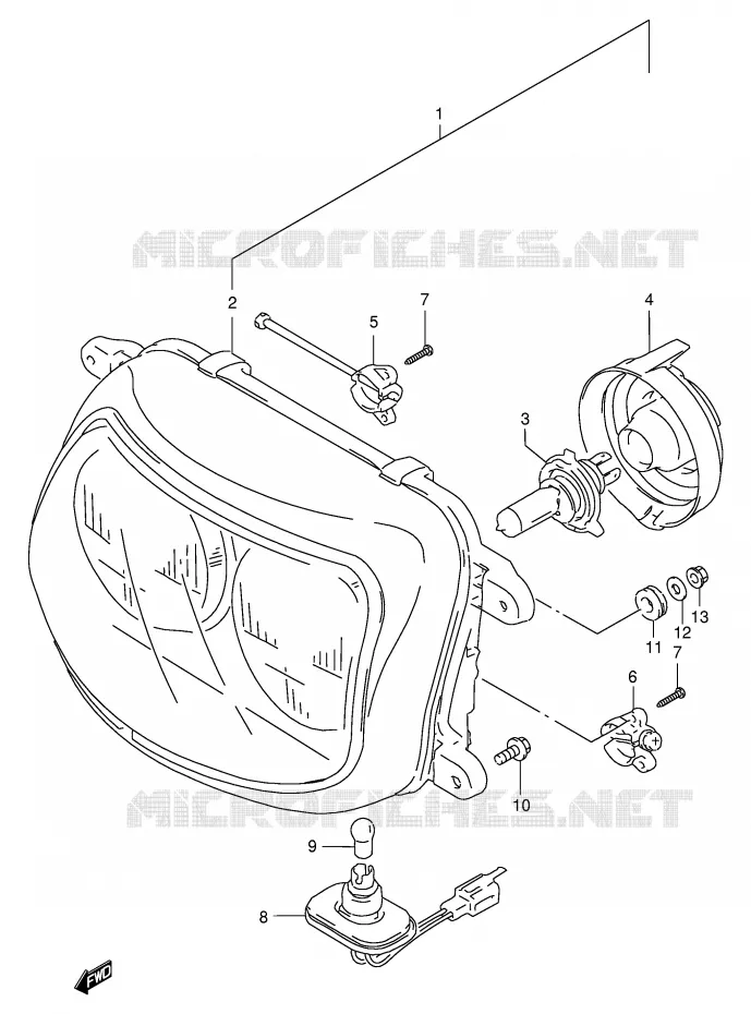 KOPLAMP (MODELE L/M/N) Suzuki MOTO 400 GSX-R 1991  GSX-R400RM(E30)