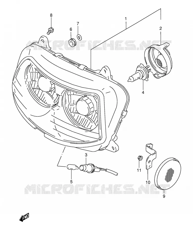 KOPLAMP (MODELE T/V/W) Suzuki MOTO 1100 GSX-R 1997  GSX-R1100WV(E2)