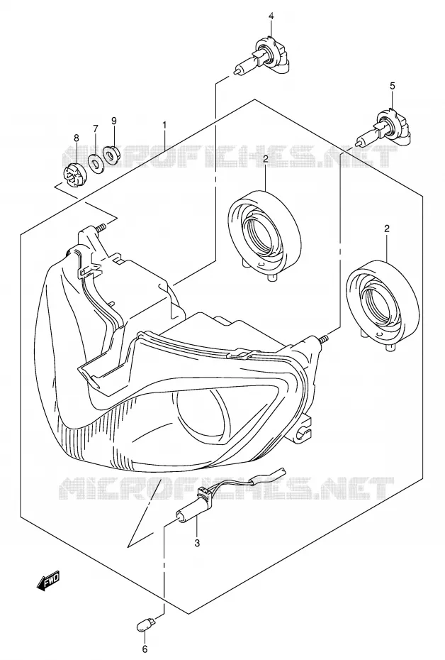KOPLAMP (NOTE) Suzuki MOTO 600 BANDIT 2004  GSF600ZK4(E2)