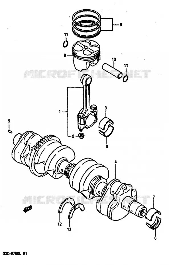 KRUKAS (MODELE J/K) Suzuki MOTO 750 GSX-R 1990  GSX-R750L(J/K/L)