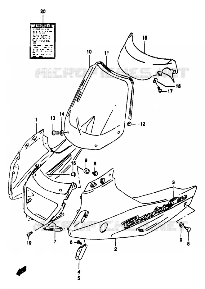 KUIP - ETIKETTEN (GSF1200SW/SAW) Suzuki MOTO 1200 BANDIT 2000  GSF1200SY(T/V/W/X/Y)