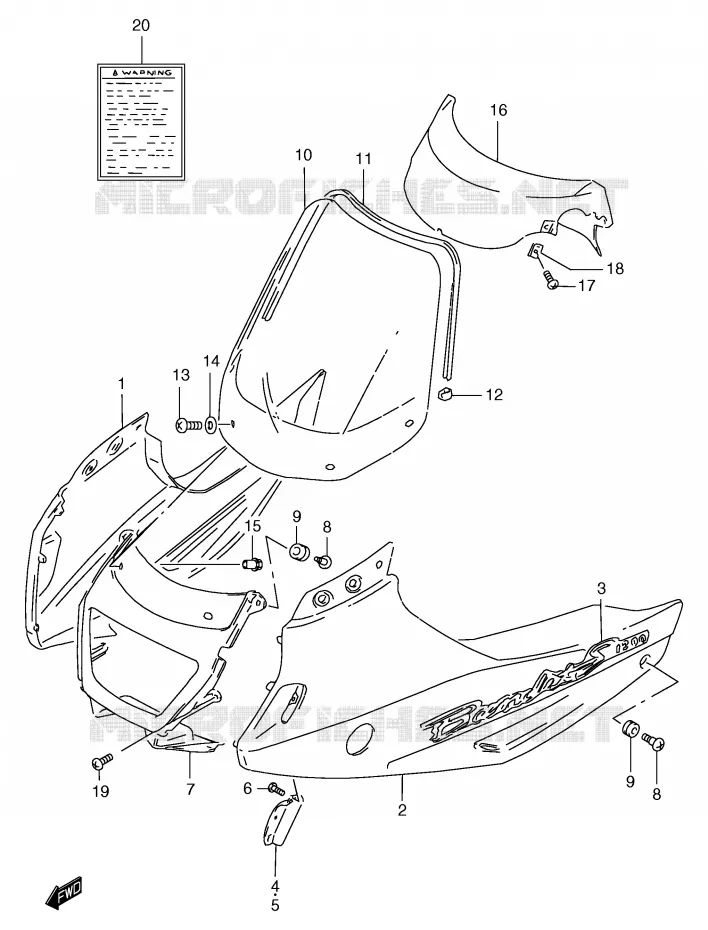 KUIP - ETIKETTEN (GSF1200SX/SAX) Suzuki MOTO 1200 BANDIT 2000  GSF1200Y/GSF1200SY/GSF1200SAY