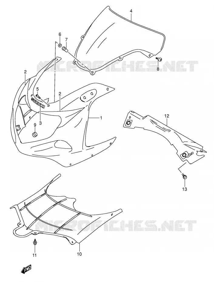 KUIP - ETIKETTEN (GSX-R600K3) Suzuki MOTO 600 GSX-R 2001  GSX-R600U1K1(E2)
