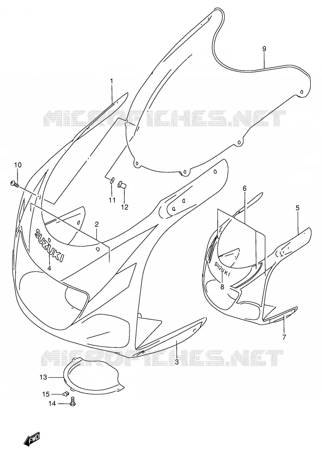 KUIP - ETIKETTEN (MODELE V) Suzuki MOTO 750 GSX-R 1996  GSX-R750T(E2)