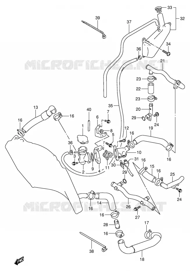 RADIATOR SLANG (MODELE P/R) Suzuki MOTO 1100 GSX-R 1996  GSX-R1100WT(E2)