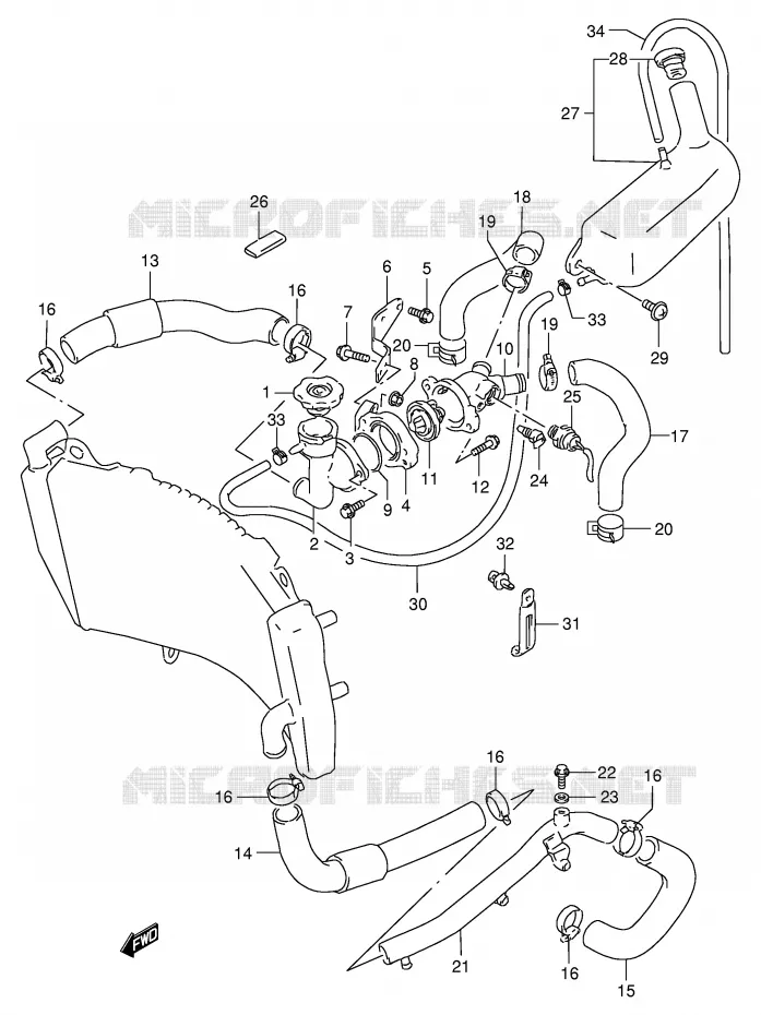 RADIATOR SLANG Suzuki MOTO 400 GSX-R 1991  GSX-R400RFM(E30)