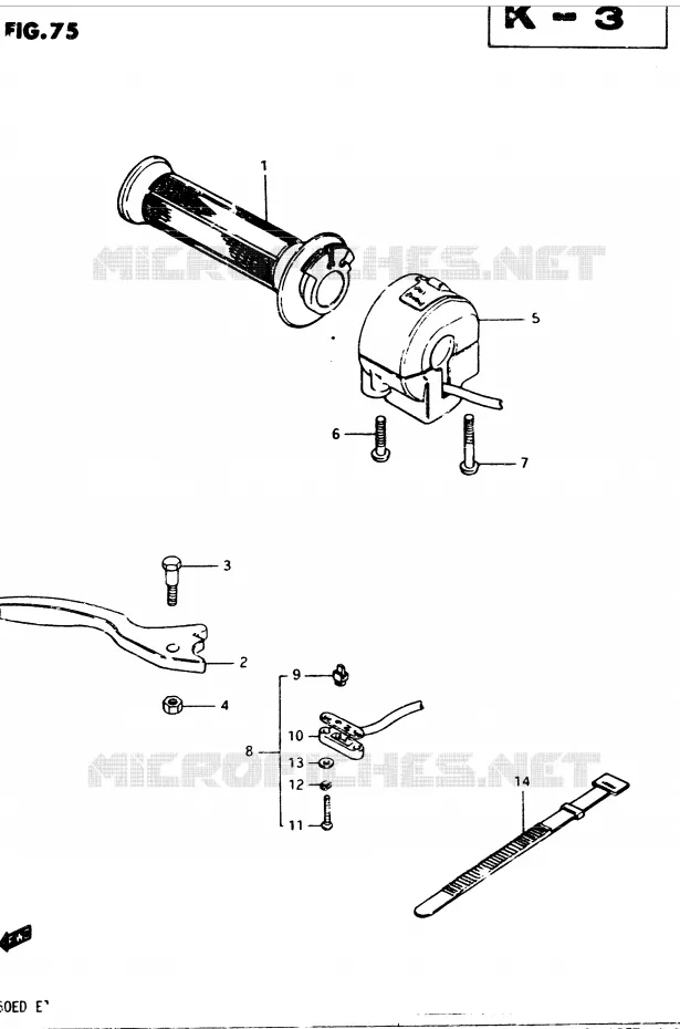 RIGHT SWITCH - HANDGREEP (MODELE D) Suzuki MOTO 250 GSX 1983  GSX250ESD(Z/D)
