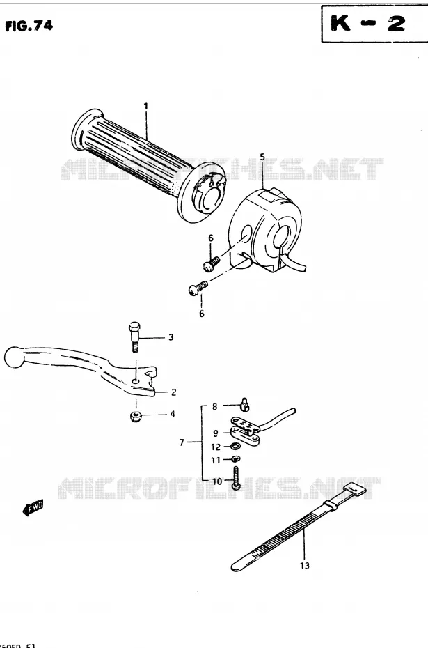 RIGHT SWITCH - HANDGREEP (MODELE Z) Suzuki MOTO 250 GSX 1982  GSX250Z(Z/D)