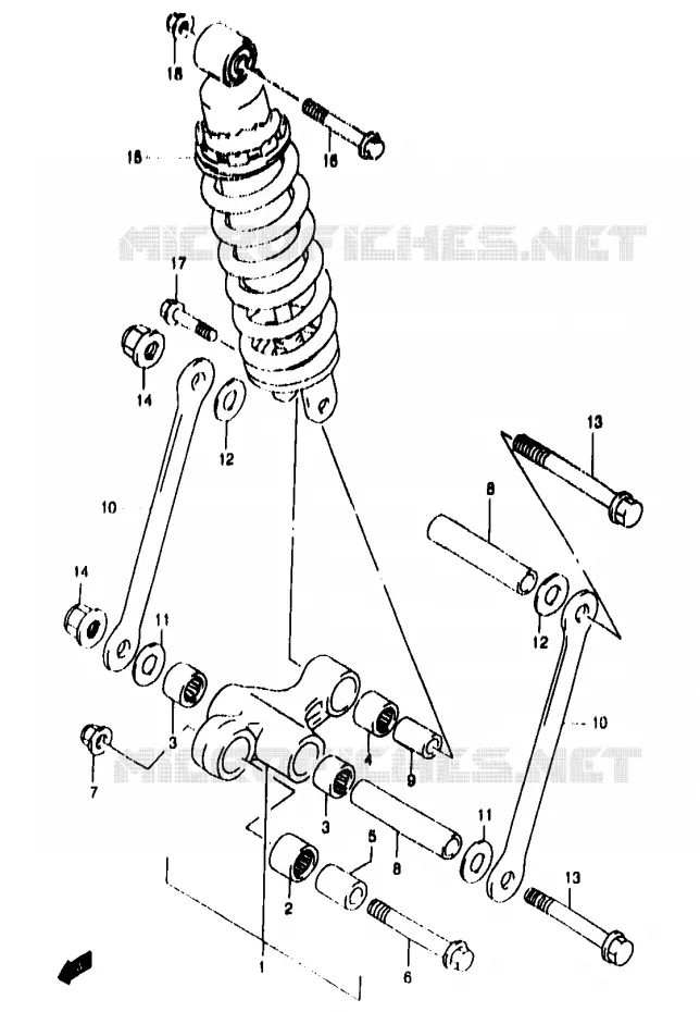SCHOKBREKER AANEENSCHAKELING (GSF1200SAV/SAW/SAX/SAY) Suzuki MOTO 1200 BANDIT 1999  GSF1200X(T/V/W/X/Y)