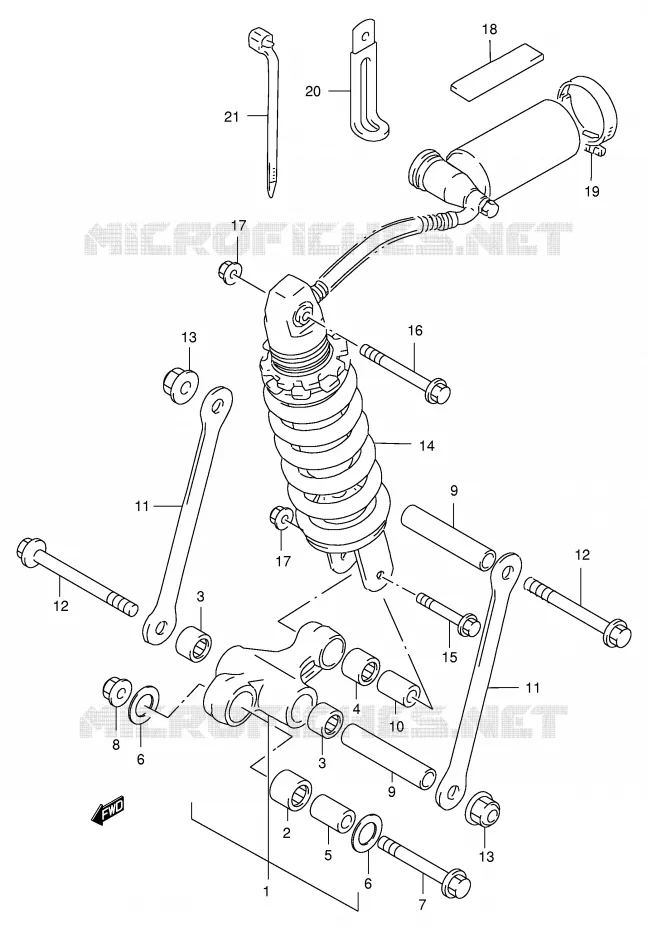 SCHOKBREKER AANEENSCHAKELING (GSX-R400RFL/RFM) Suzuki MOTO 400 GSX-R 1993  GSX-R400RP(E30)