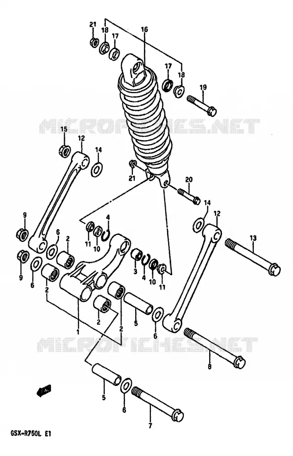 SCHOKBREKER AANEENSCHAKELING (MODELE J/K) Suzuki MOTO 750 GSX-R 1988  GSX-R750J(J/K/L)