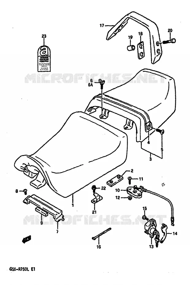 SEAT (MODELE J) Suzuki MOTO 750 GSX-R 1988  GSX-R750J(J/K/L)