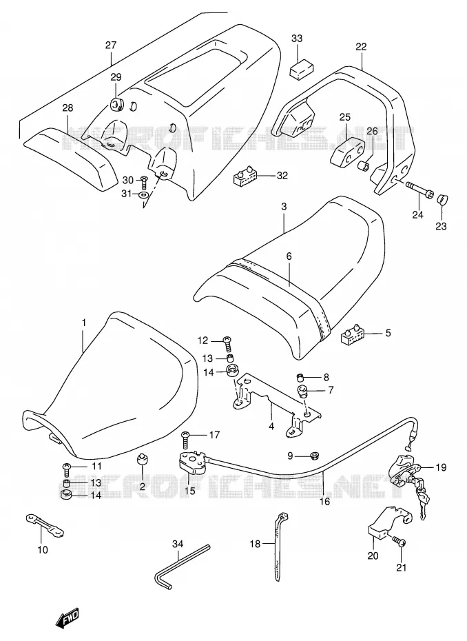 SEAT (MODELE P) Suzuki MOTO 1100 GSX-R 1993  GSX-R1100WP(E2)