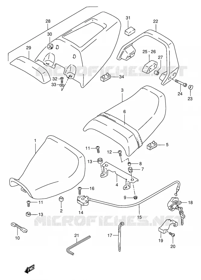 SEAT (MODELE S/T/V/W) Suzuki MOTO 1100 GSX-R 1996  GSX-R1100WSKT(E2)