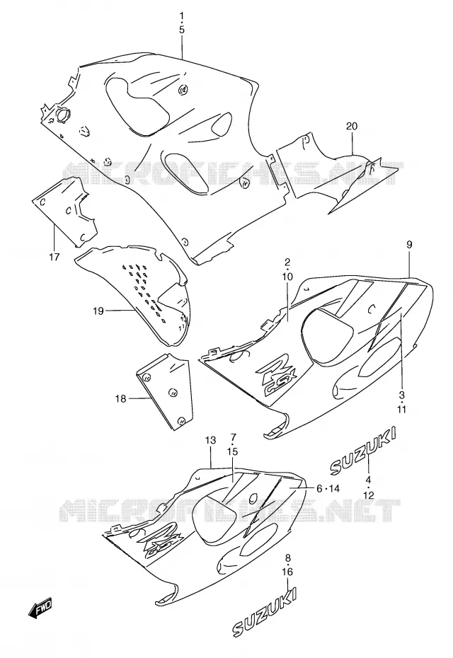 SIDE KUIP (MODELE V) Suzuki MOTO 600 GSX-R 2000  GSX-R600Y(E2)