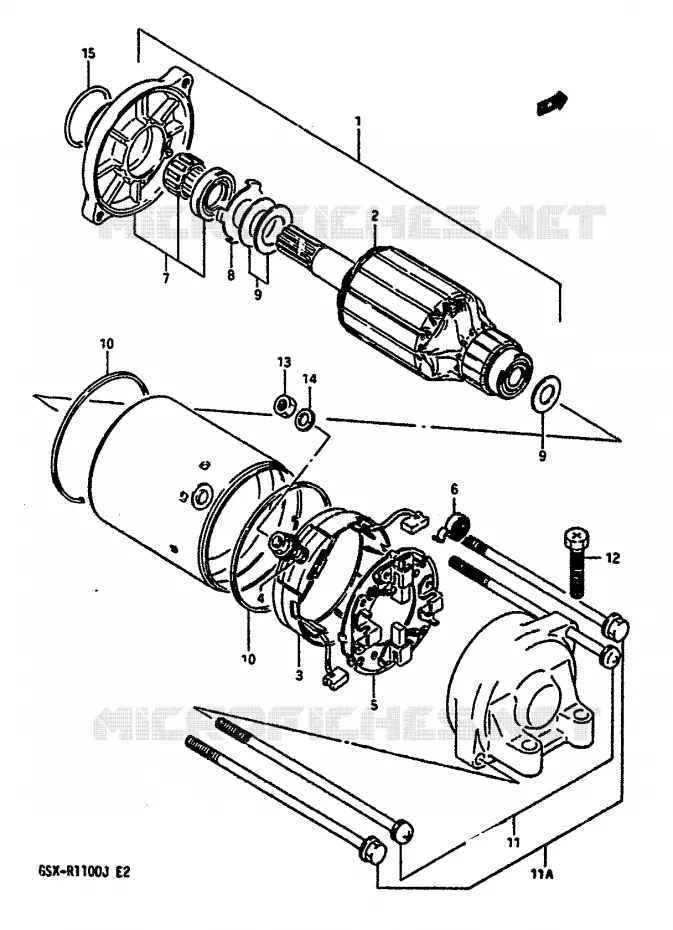 STARTMOTOR Suzuki MOTO 1100 GSX-R 1988  GSX-R1100J(G/H/J)
