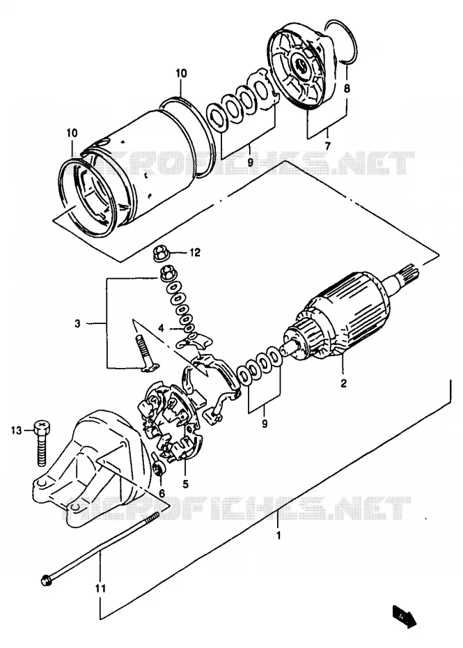 STARTMOTOR Suzuki MOTO 1200 BANDIT 1997  GSF1200V(T/V/W/X/Y)