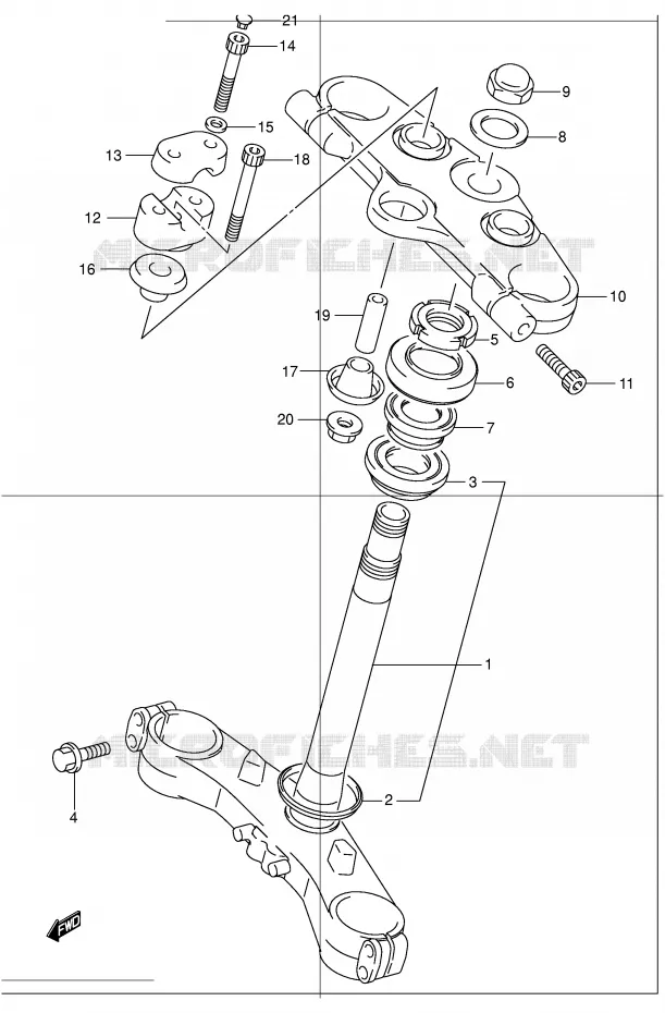 STUURKOLOM (GSF1200SK1/SK2/SK3/SK4/SK5/SZK5) Suzuki MOTO 1200 BANDIT 2003  GSF1200SK3(E2)