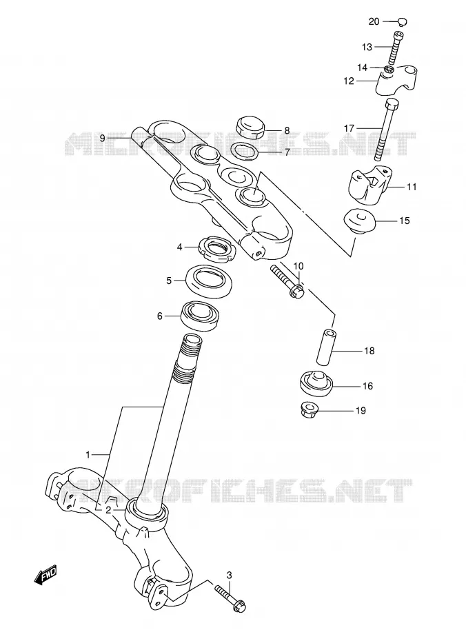 STUURKOLOM (GSF1200ST/SV/SW/SX/SY) Suzuki MOTO 1200 BANDIT 1999  GSF1200SX(E28)