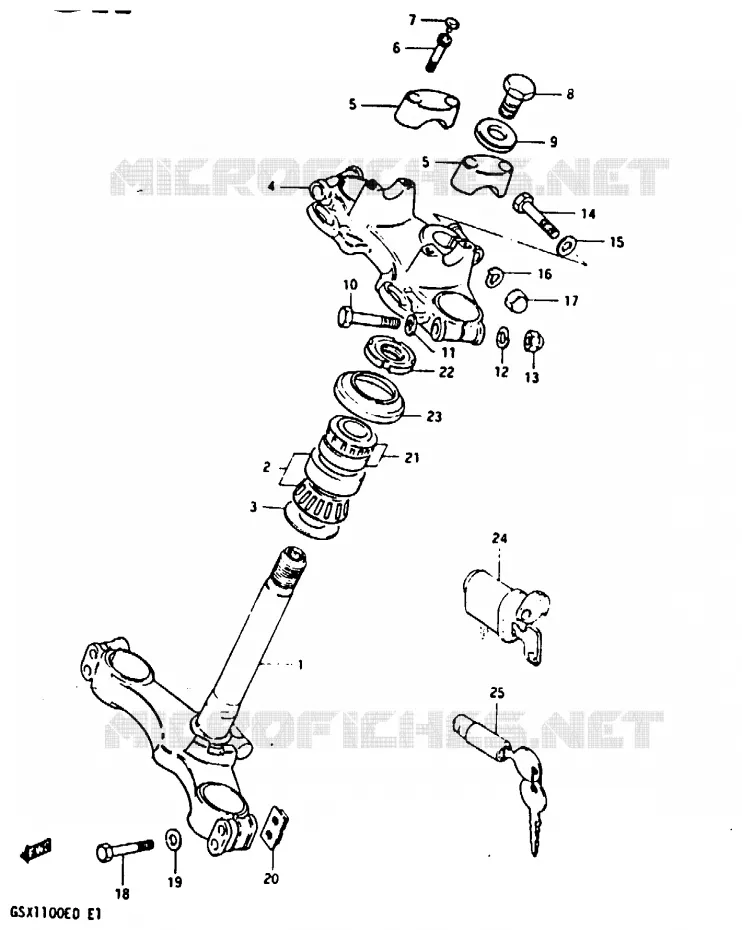 STUURKOLOM (GSX1100ESD) Suzuki MOTO 1100 GSX-E 1982  GSX1100EZ(Z/D)