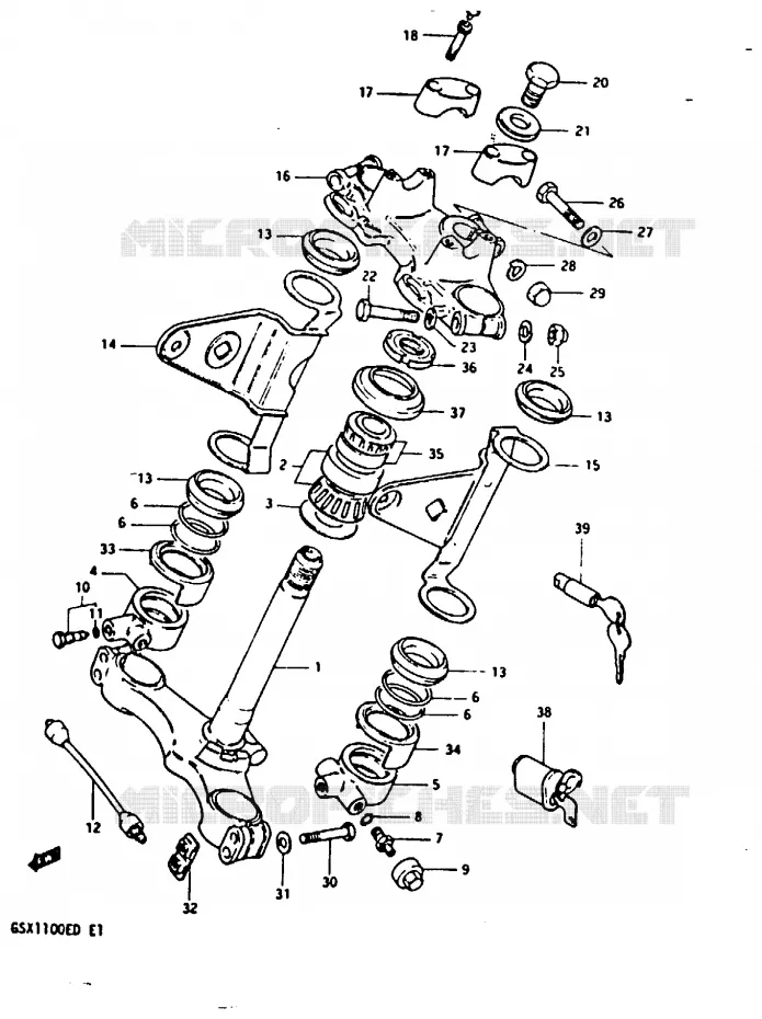 STUURKOLOM (GSX1100EZ) Suzuki MOTO 1100 GSX-E 1983  GSX1100ED(Z/D)