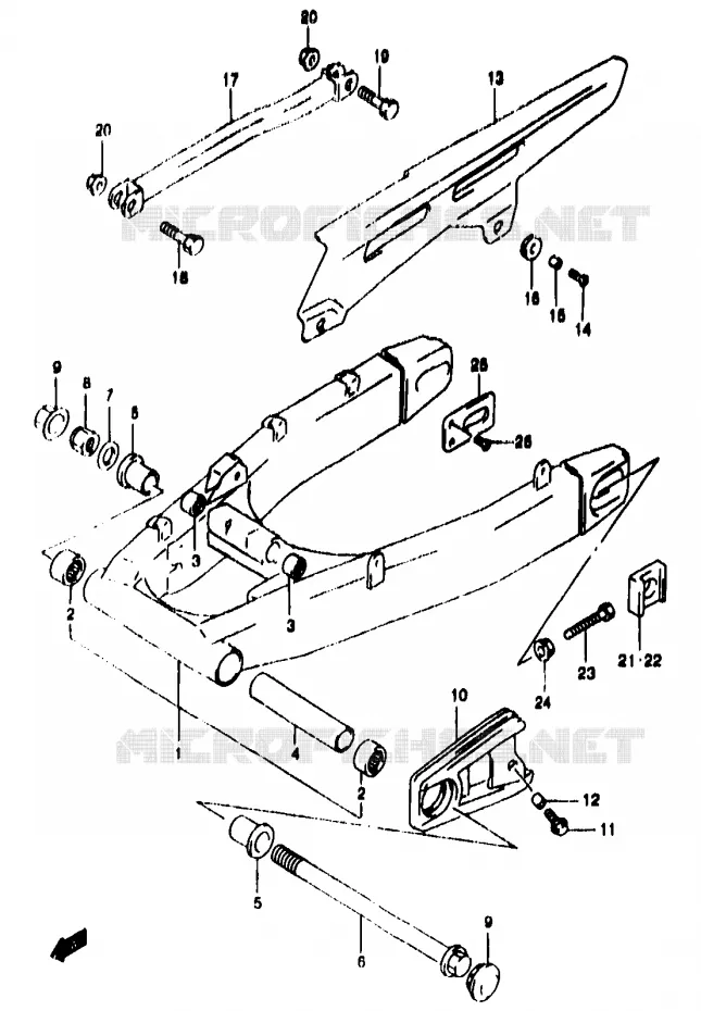 SWINGARM (GSF1200SAV/SAW/SAX/SAY) Suzuki MOTO 1200 BANDIT 1996  GSF1200ST(T/V/W/X/Y)