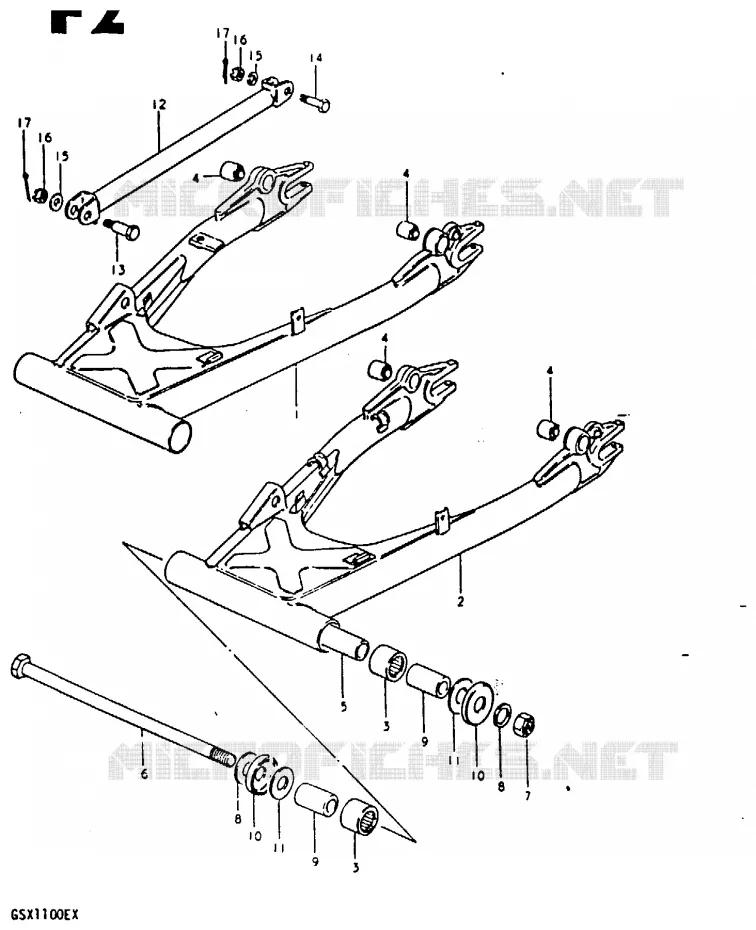 SWINGARM (GSX1100T, GSX1100X) Suzuki MOTO 1100 GSX 1981  GSX1100X(T/X)