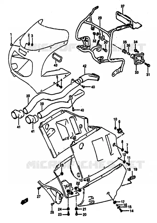 VOOR KUIP EN ONDERSTEUNING Suzuki MOTO 1100 GSX-R 1992  GSX-R1100 N (M/N)