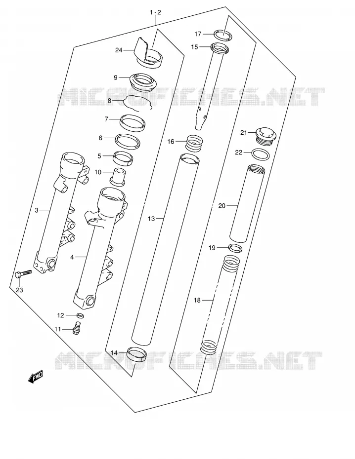 VOORVORK (MODELE Y/K1/K2) Suzuki MOTO 600 BANDIT 2001  GSF600K1(E2)