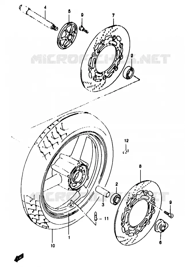 VOORWIEL (GSF1200SAV/SAW/SAX/SAY) Suzuki MOTO 1200 BANDIT 2000  GSF1200SAY(T/V/W/X/Y)