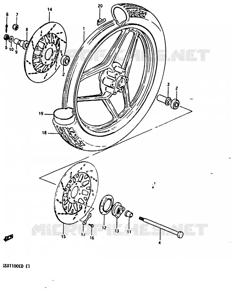 VOORWIEL (GSX1100ED/EXD/ESD) Suzuki MOTO 1100 GSX 1983  GSX1100XD(Z/D)