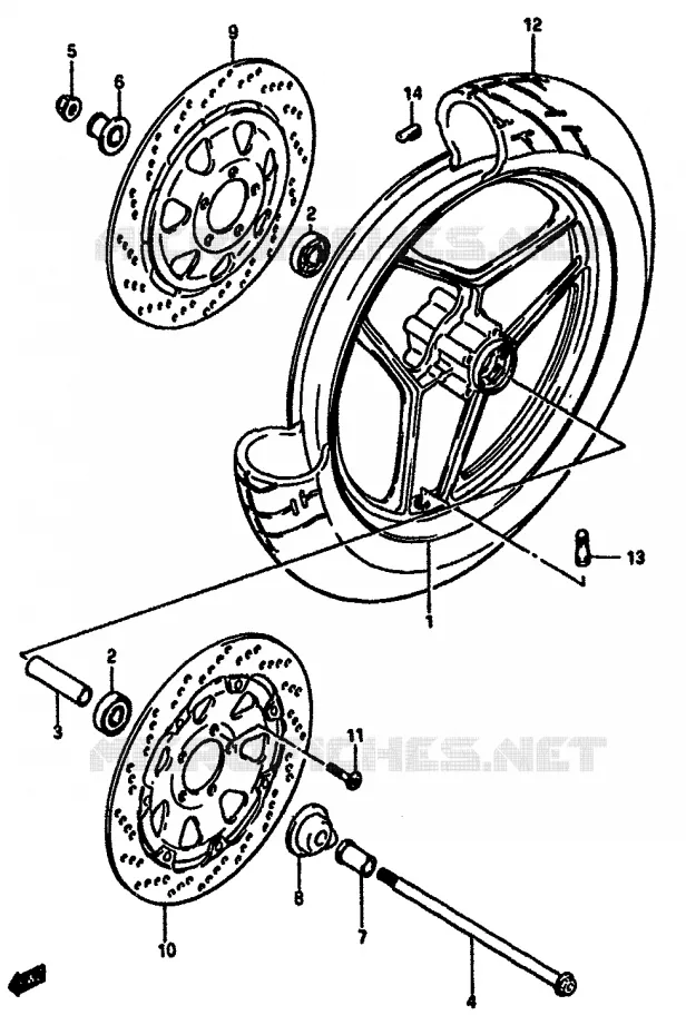 VOORWIEL (MODELE F/G) Suzuki MOTO 750 GSX-R 1986  GSX-R750G(F/G/H)