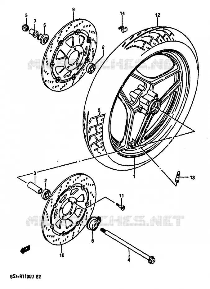 VOORWIEL (MODELE G) Suzuki MOTO 1100 GSX-R 1988  GSX-R1100J(G/H/J)
