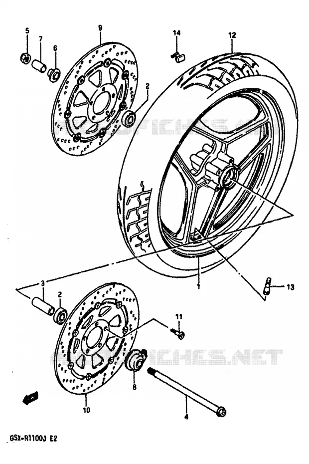 VOORWIEL (MODELE H) Suzuki MOTO 1100 GSX-R 1988  GSX-R1100J(G/H/J)