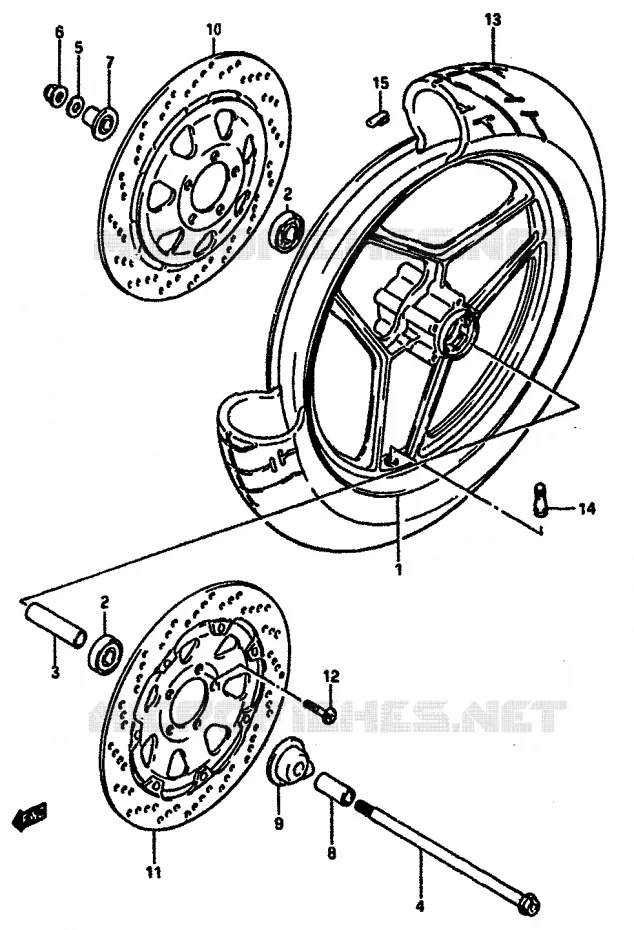 VOORWIEL (MODELE H) Suzuki MOTO 750 GSX-R 1986  GSX-R750G(F/G/H)