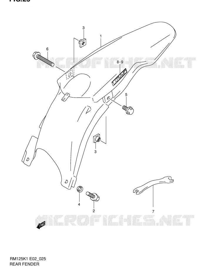 ACHTERSPATBORD Suzuki MOTO 125 RM 2002  RM125 K2 (E02,E04,E24)