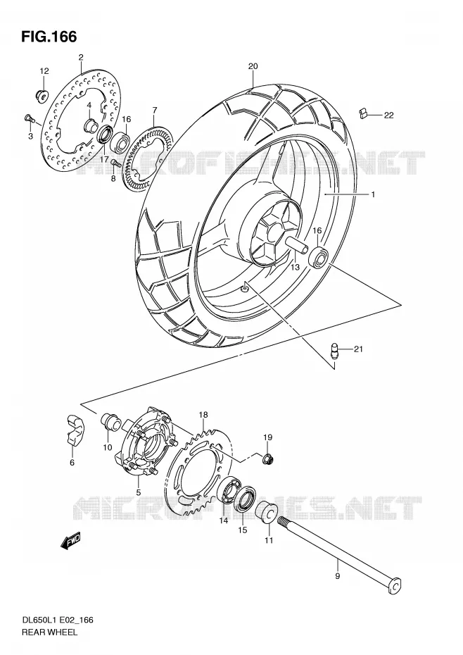 ACHTERWIEL (DL650AL1 E24) Suzuki MOTO 650 V-STROM 2011  DL650AUEL1(E2)