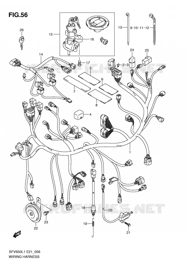 BEDRADING (SFV650UAL1 E21) Suzuki MOTO 650 GLADIUS 2011  SFV650L1(E21)