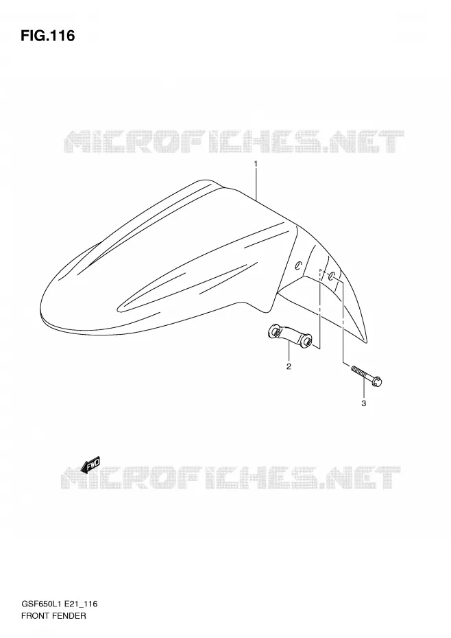 FRONT FENDER (GSF650SUL1 E21) Suzuki MOTO 650 BANDIT 2011  GSF650SUL1(E21)
