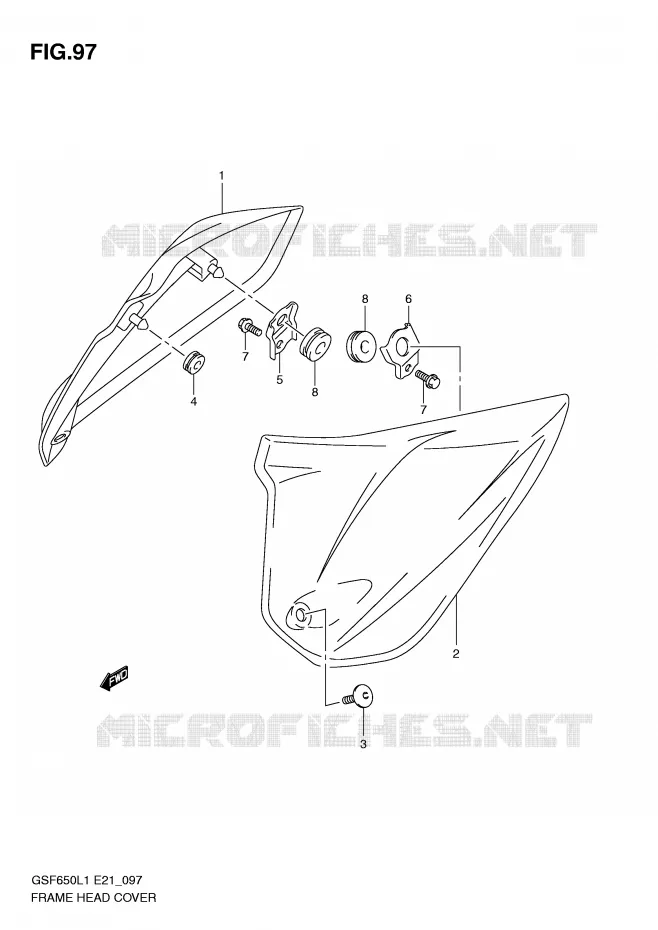 FRONT FRAME COVER (GSF650AL1 E21) Suzuki MOTO 650 BANDIT 2011  GSF650UL1(E21)